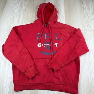 Vintage 90s Polo Jeans Company Mens Red Modest Pullover Hoodie Size M Medium